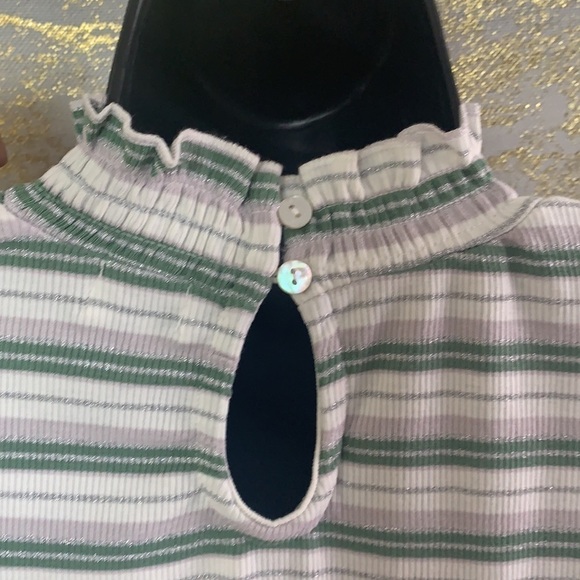 ellie white/green sleeveless striped tank top size L - Picture 7 of 11